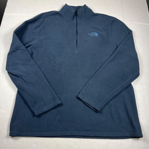 The North Face Mens Fleece 1/4 Zip Sweater Blue Pullover Outdoor Jacket LARGE - Picture 1 of 11